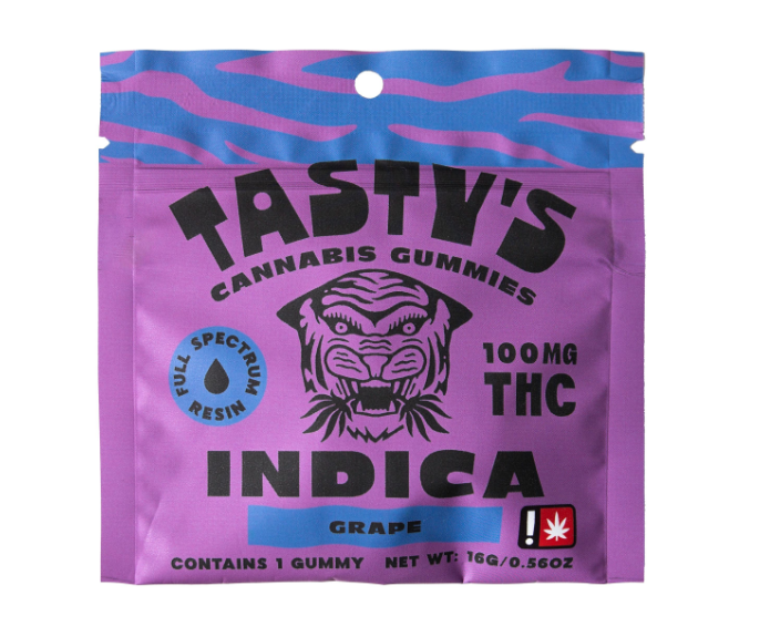 Photograph of product: Tasty's | Grape Gummies | 100mg 10pk