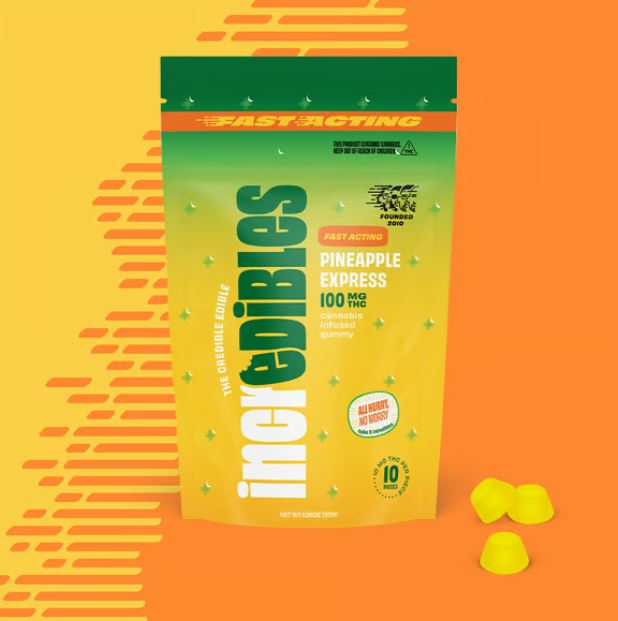 Photograph of product: Incredibles: Pineapple Express Fast Acting | 100mg TH-oui | 10pk