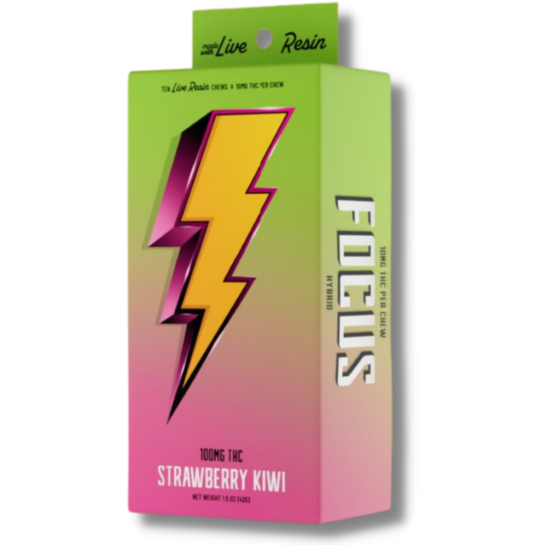 Photograph of product: Hybrid Kiwi Strawberry Focus 10pk/100mg Live Resin Taffy (Hi-Burst)
