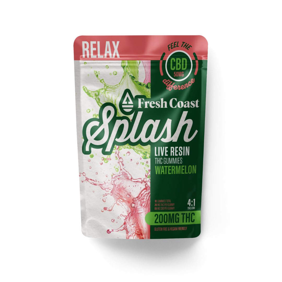 Photograph of product: Splash | Watermelon Live Resin Gummies | 4:1 TH-oui:CBD | 200mg