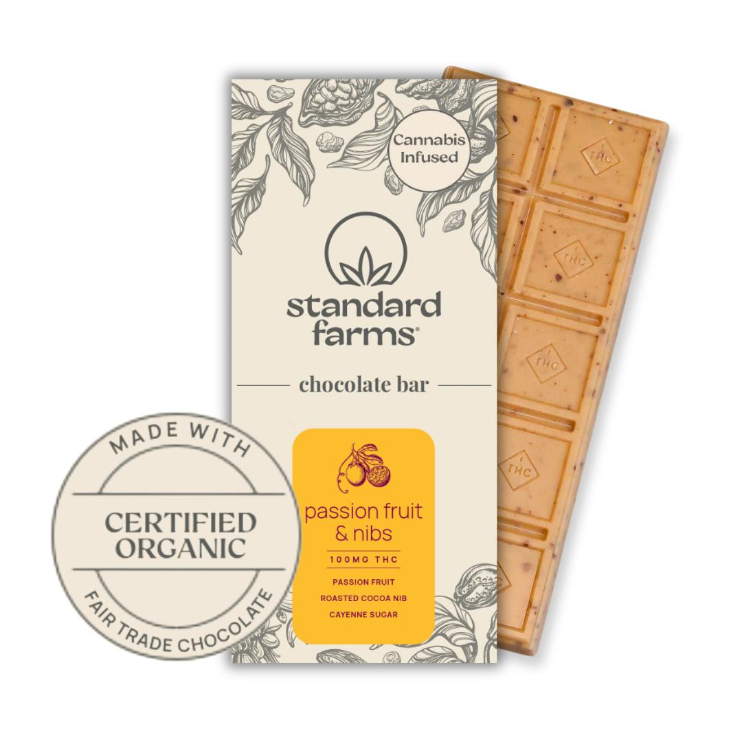 Photograph of Product: White Chocolate Passion Fruit & Nibs Bar 100mg - Standard Farms (H) [10pcs] - 