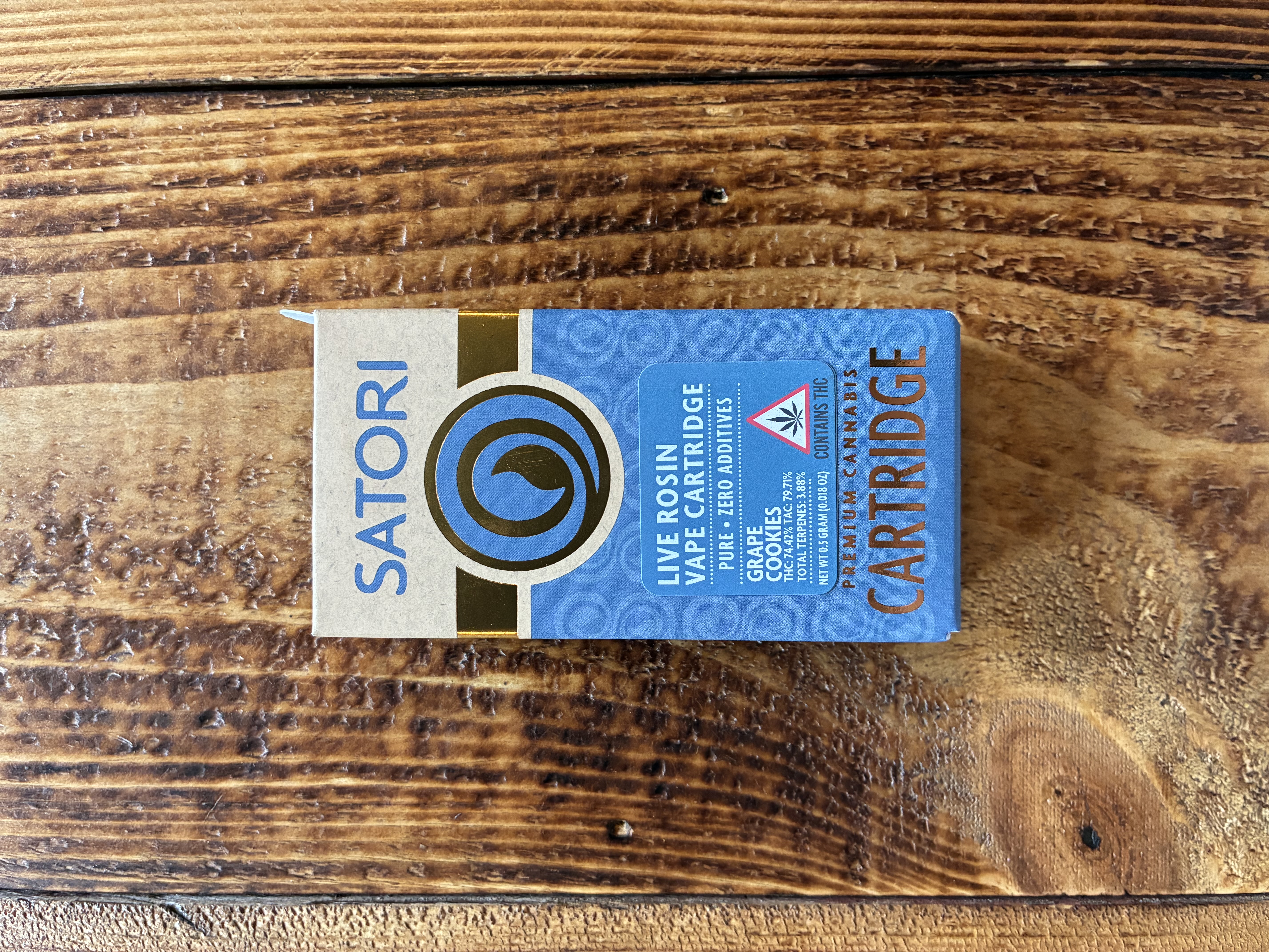 Photograph of product: Satori Grape Cookies Live Rosin Vape Cart