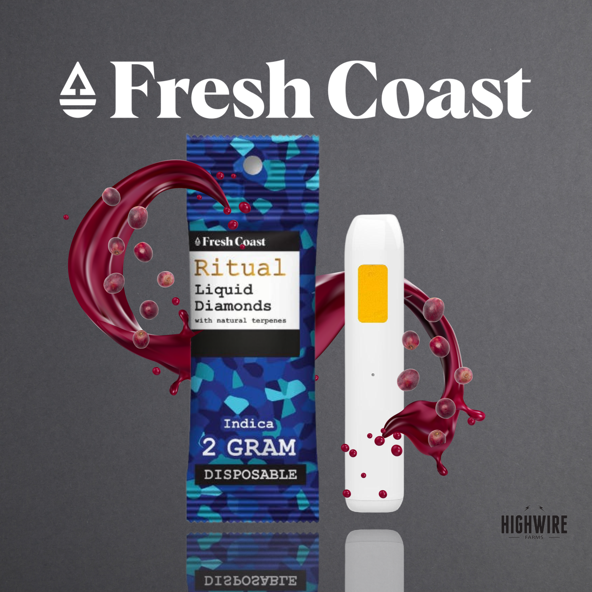 Photograph of product: Fresh Coast Ritual Liquid Diamond Disposable Grape Ape 2g