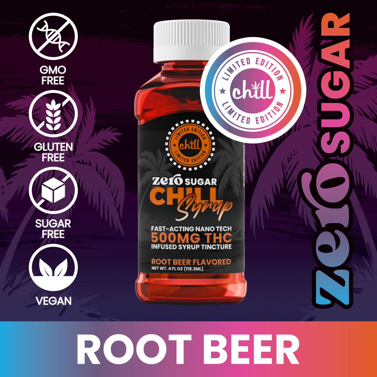 Photograph of product: Full Spectrum Tincture - Root Beer Syrup - ZERO SUGAR - 500mg