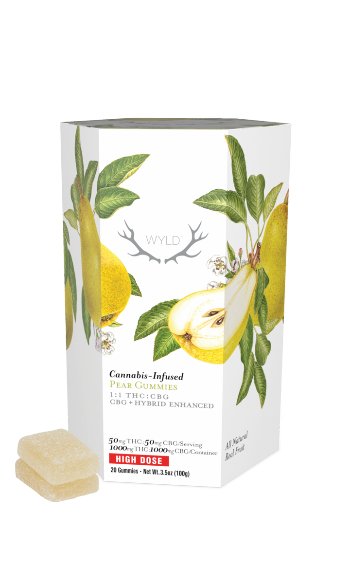 Photograph of product: Pear High Dose [1:1 TH-oui:CBG ] Gummies 20pk