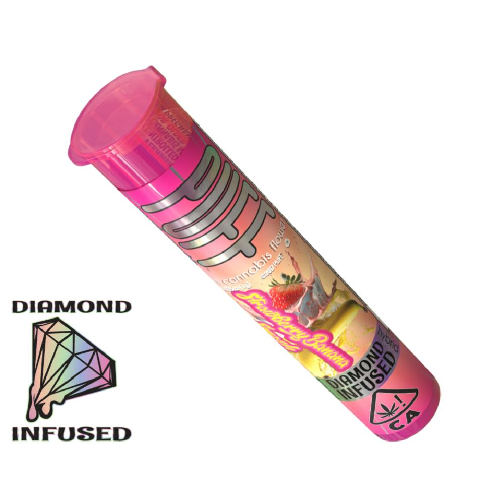 Photograph of product: PUFF | Diamond Infused Preroll | Strawberry Banana Smash