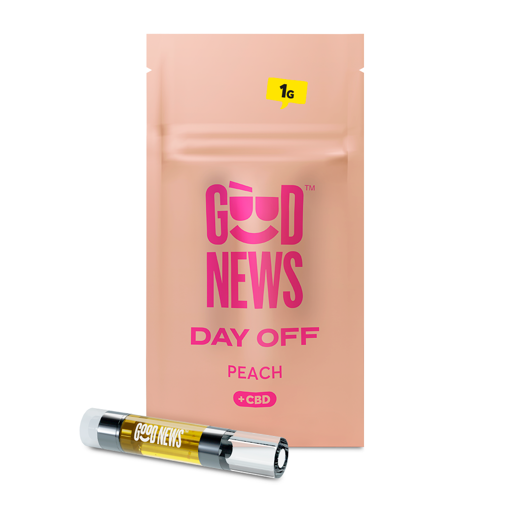 Photograph of product: Good News | 1g Distillate Cart | Day Off Peach TH-oui:CBD
