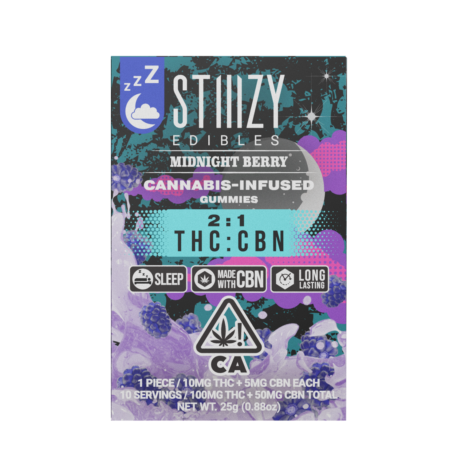 Photograph of product: Midnight Berry 2:1 CBN Gummies 150mg