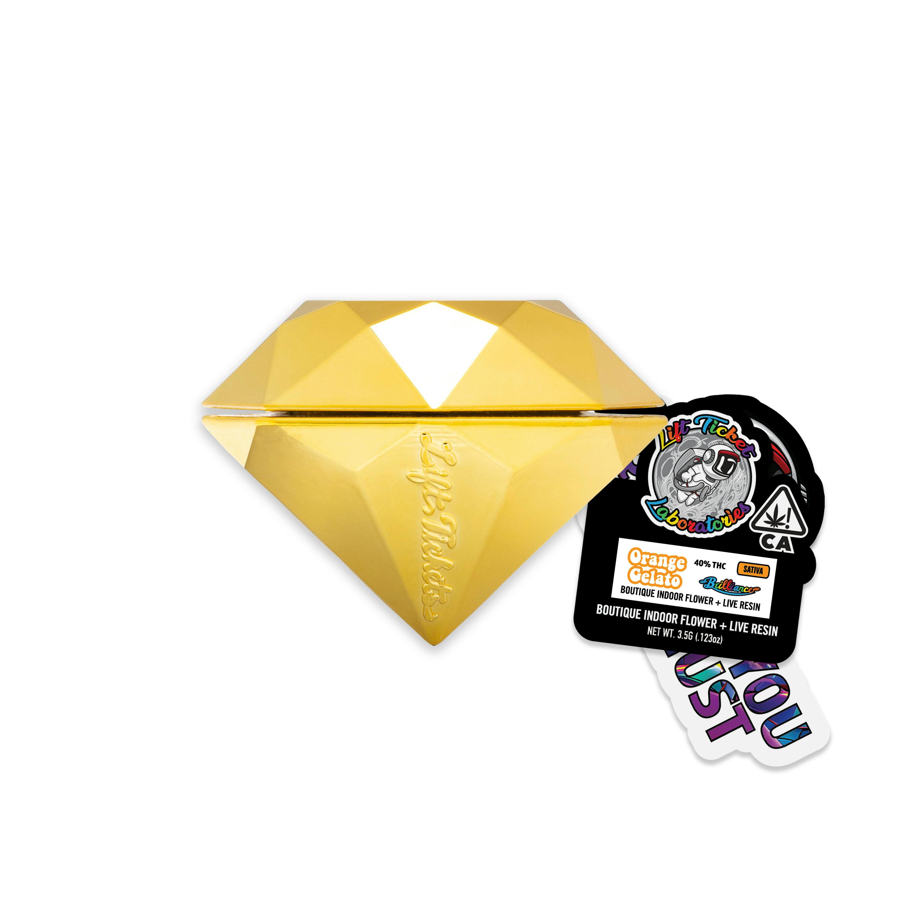 Photograph of Product: Lift Tickets | Orange Gelato | Limited Edition | Indoor Flower + Live Resin Infusion | 1/8oz - 3.5g