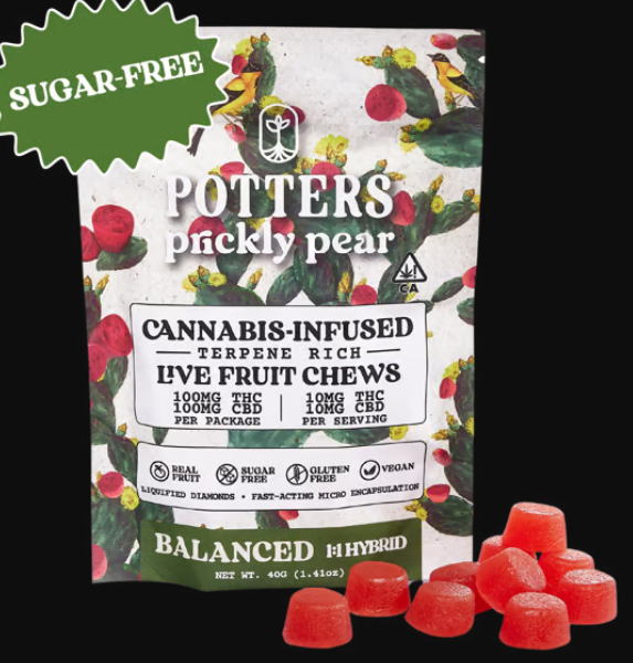 Photograph of product: PRICKLY PEAR 1:1 CBD:TH-oui 100MG VEGAN SUGAR FREE GUMMIES 10 PACK
