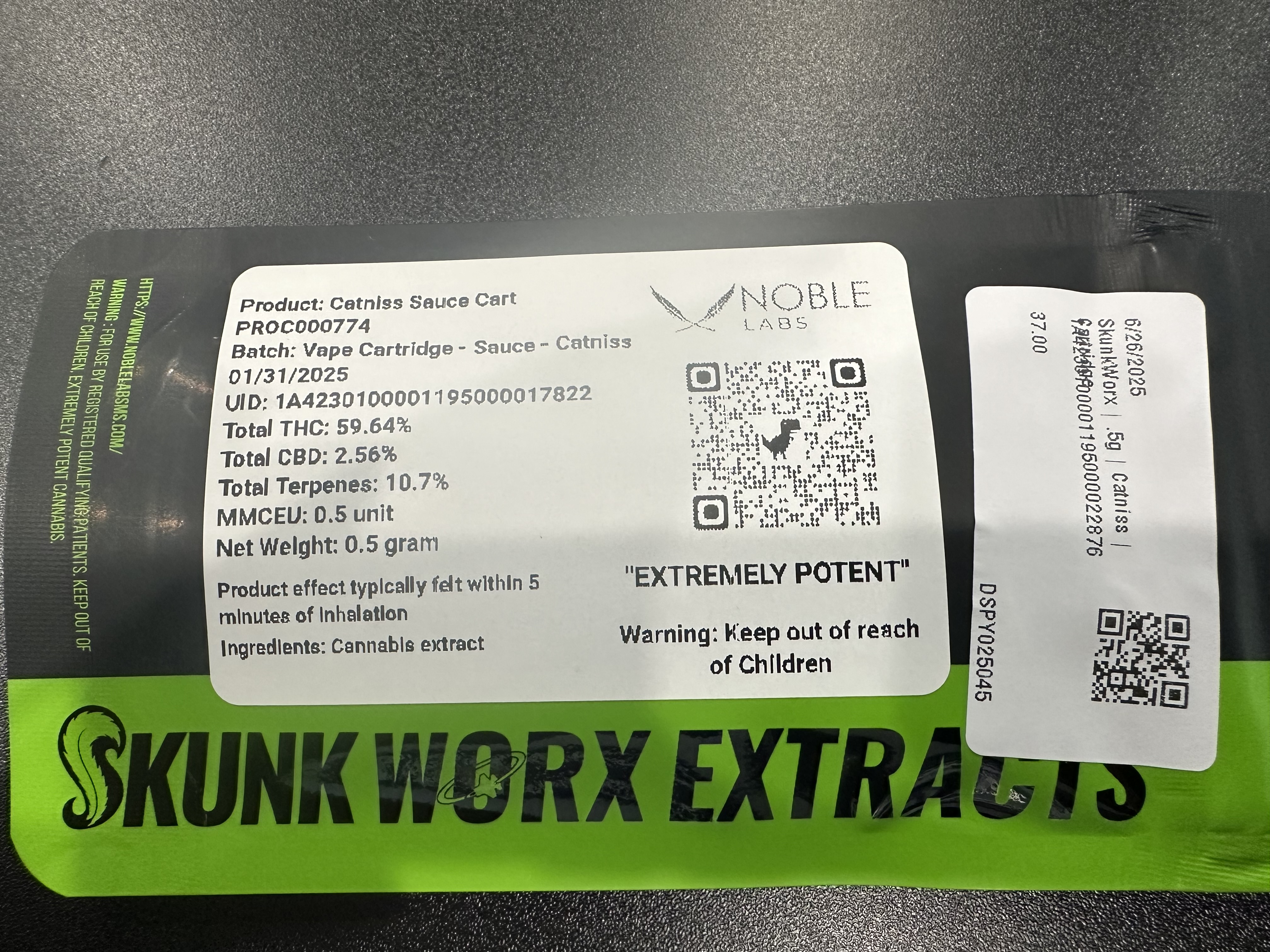 Photograph of product: SkunkWorx | .5g | Catniss | Cartridge