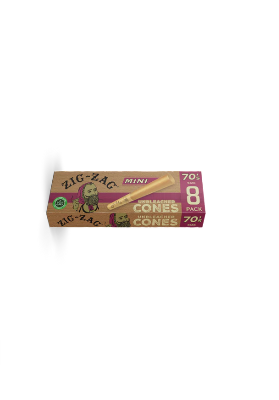 Photograph of product: ZIG ZAG 70MM UNBLEACHED CONES 8CT