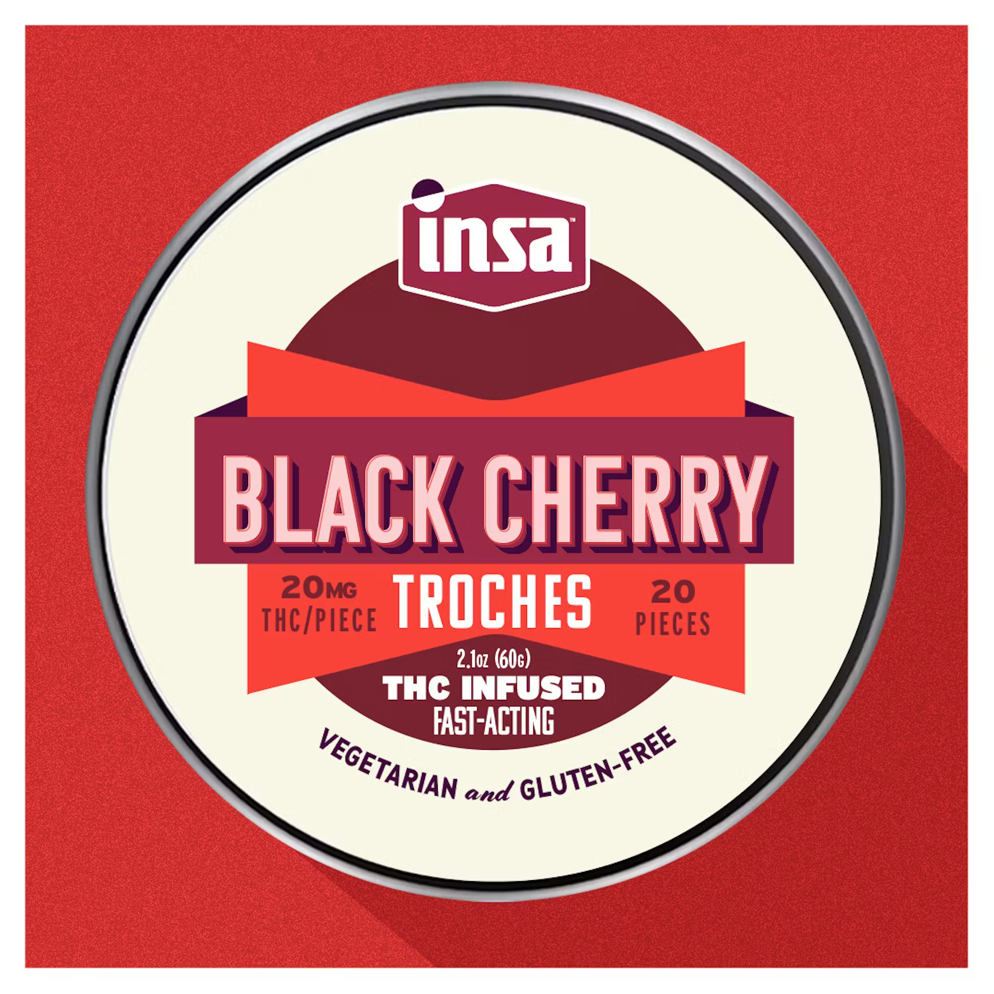 Photograph of product: Black Cherry | 20mg RSO Troche | 20pk