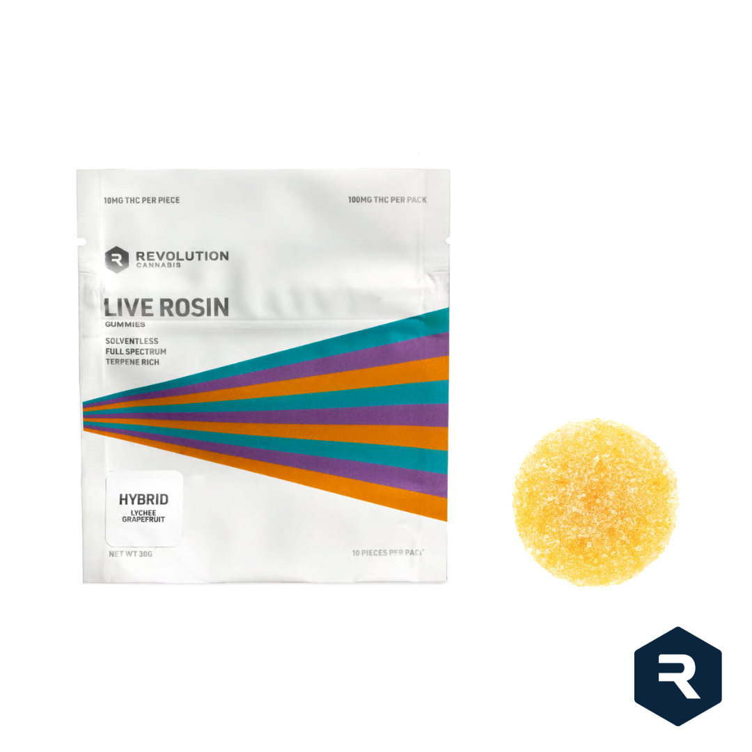 Photograph of product: Live Rosin Gummies | Revolution | Lychee Grapefruit [10pk]