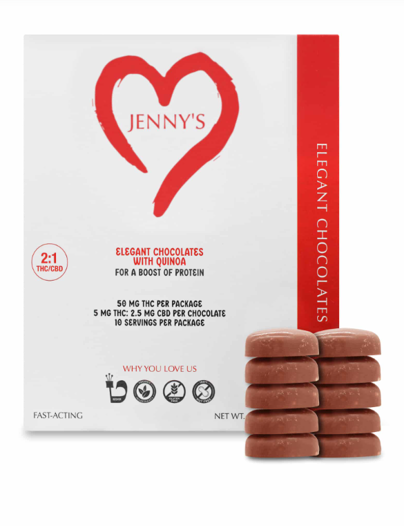Photograph of product: Edible Chocolate | Jenny Loves Me | Elegant Chocolates | 50mg