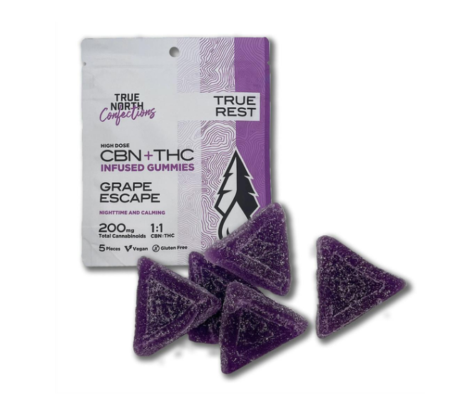 Photograph of product: GRAPE ESCAPE | TRUE REST GUMMIES | 1:1 TH-oui/CBN 200MG