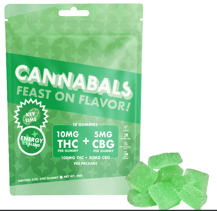 Photograph of product: Cannabals | 2:1 CBG Gummies 100mg | Key Lime (Energy)