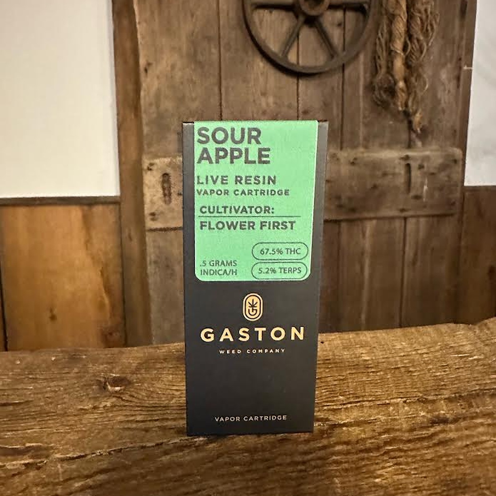 Photograph of Product: Gaston Sour Apple Live Resin Vape Cartridge