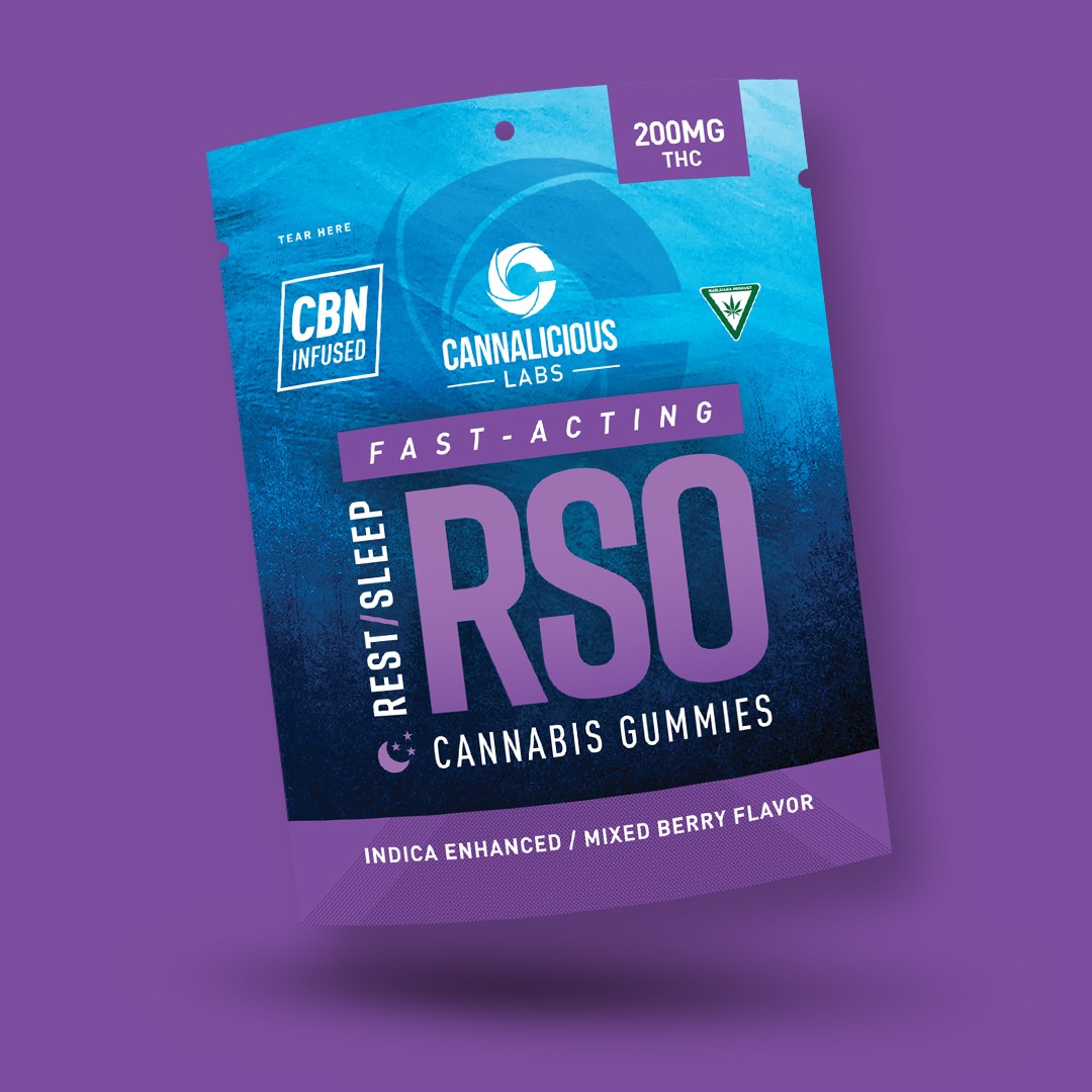 Photograph of product: Cannalicious | Blueberry | 200mg RSO Rest Gummies | REC