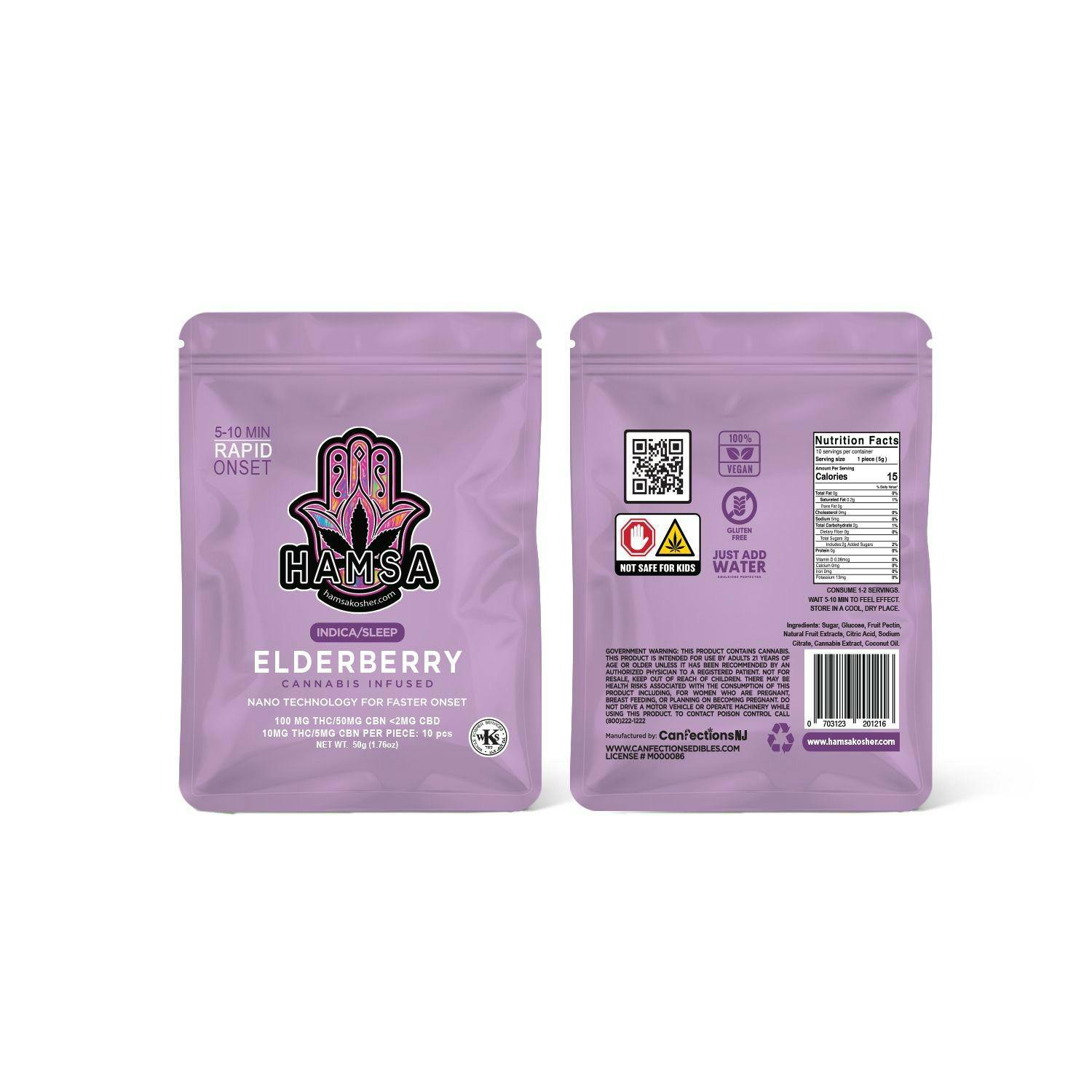 Photograph of product: Hamsa Elderberry 10MG TH-oui 5MG CBN Gummies