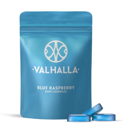 Photograph of product: Valhalla Blue Raspberry Soft Lozenges 10mg