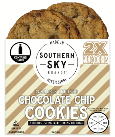 Photograph of product: Southern Sky | 100mg | Chocolate Chip Double-Packed Cookies