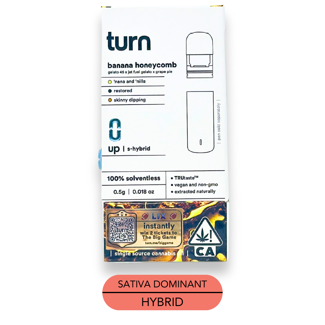 Photograph of product: Turn - Solventless - Banana Honeycomb - Vape Pod - 0.5g