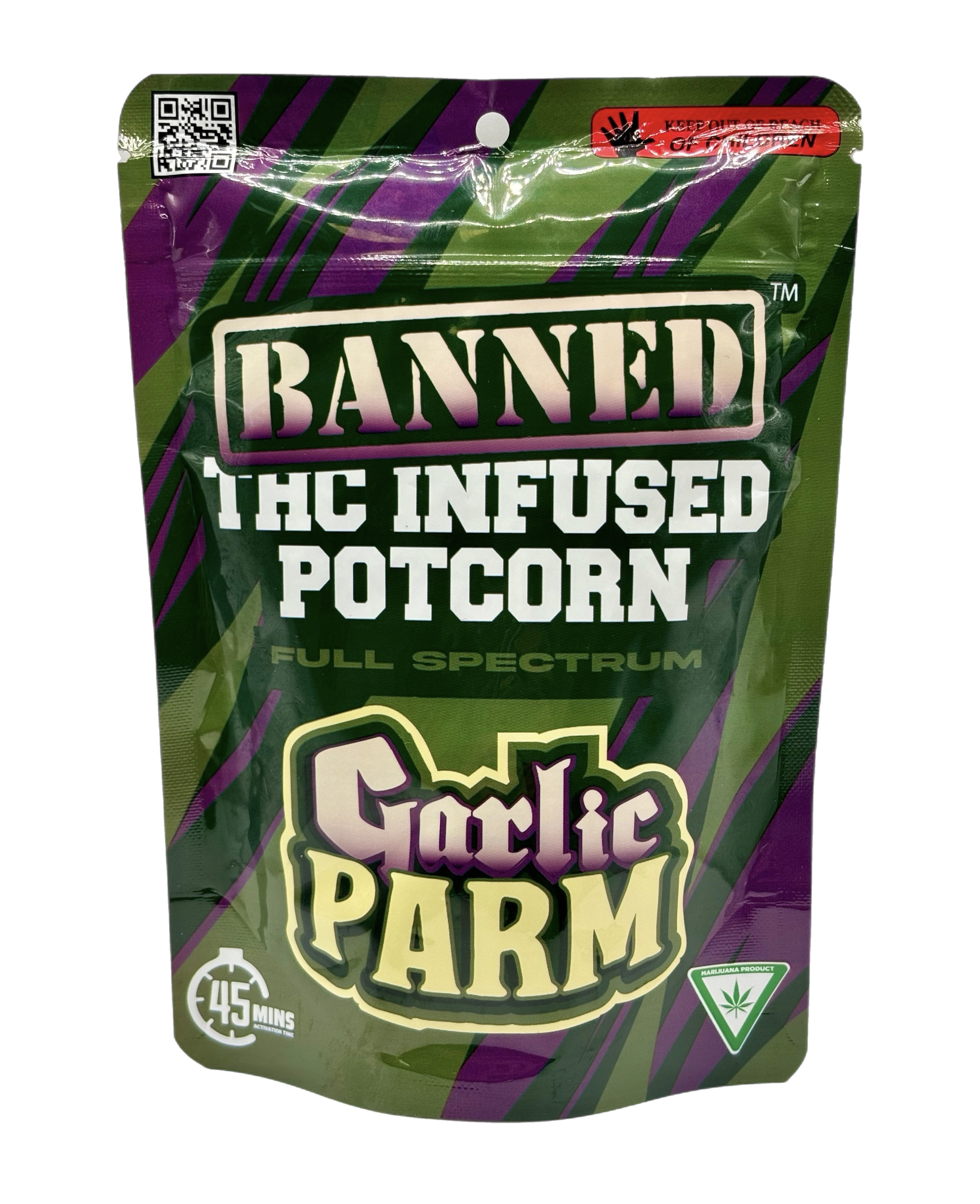 Photograph of product: Banned Co | Garlic Parm | Potcorn | 200mg