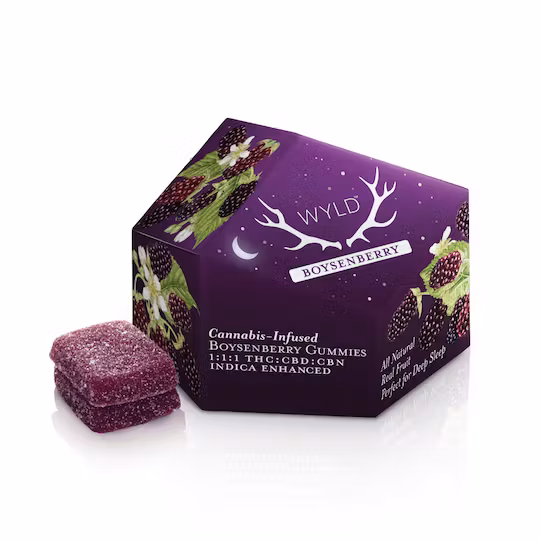 Photograph of product: Boysenberry 1:1:1 TH-oui:CBN:CBD [I] | 10PK Gummy | Wyld