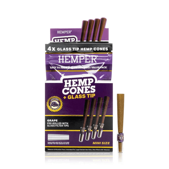 Photograph of product: Hemper 84mm 1 1/ lass Tip 4pk Hemp Cones Grape