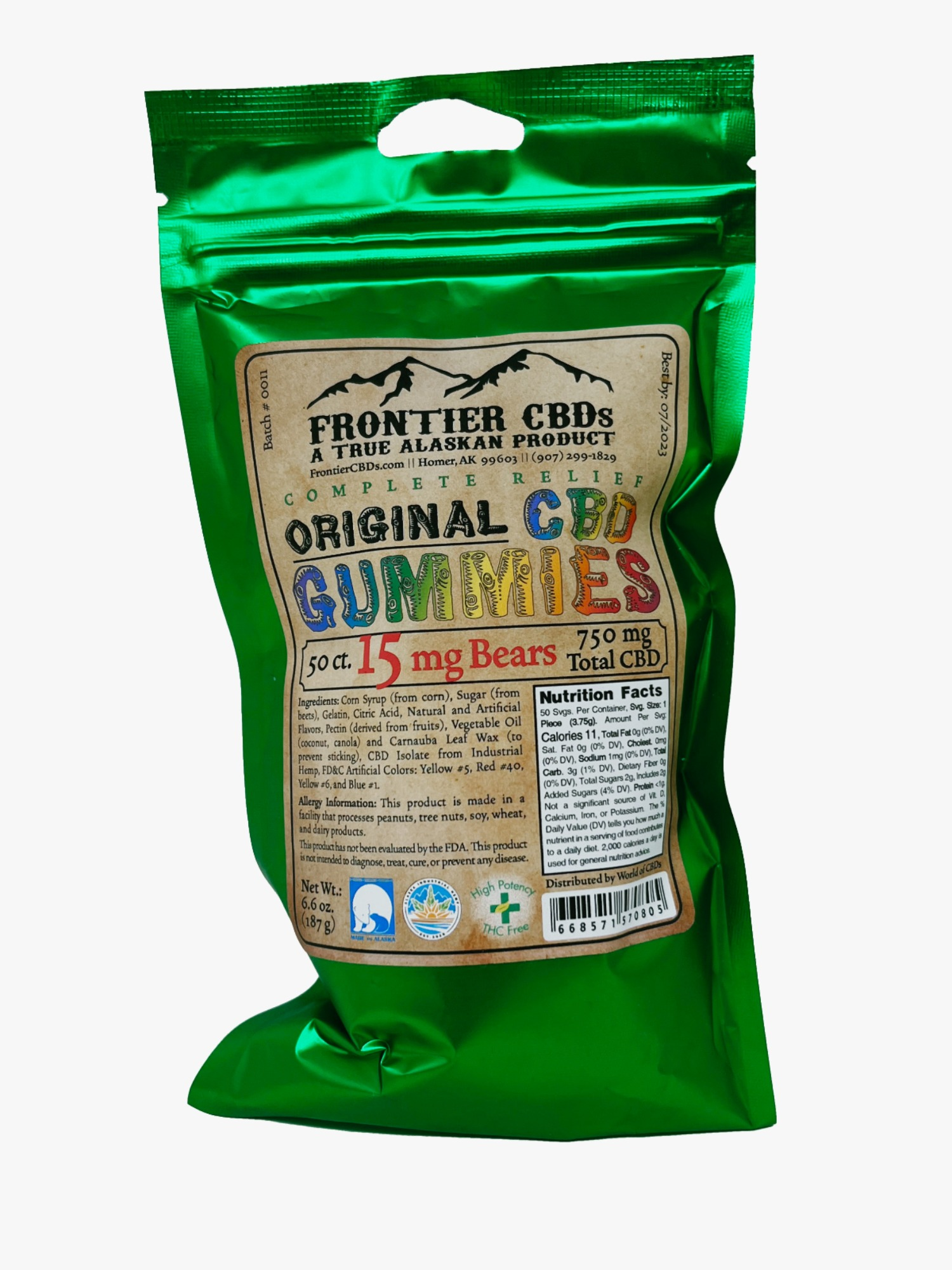 Photograph of product: 15mg CBD Gummy Bear 50-Pack Original Flavor by Frontier CBDs