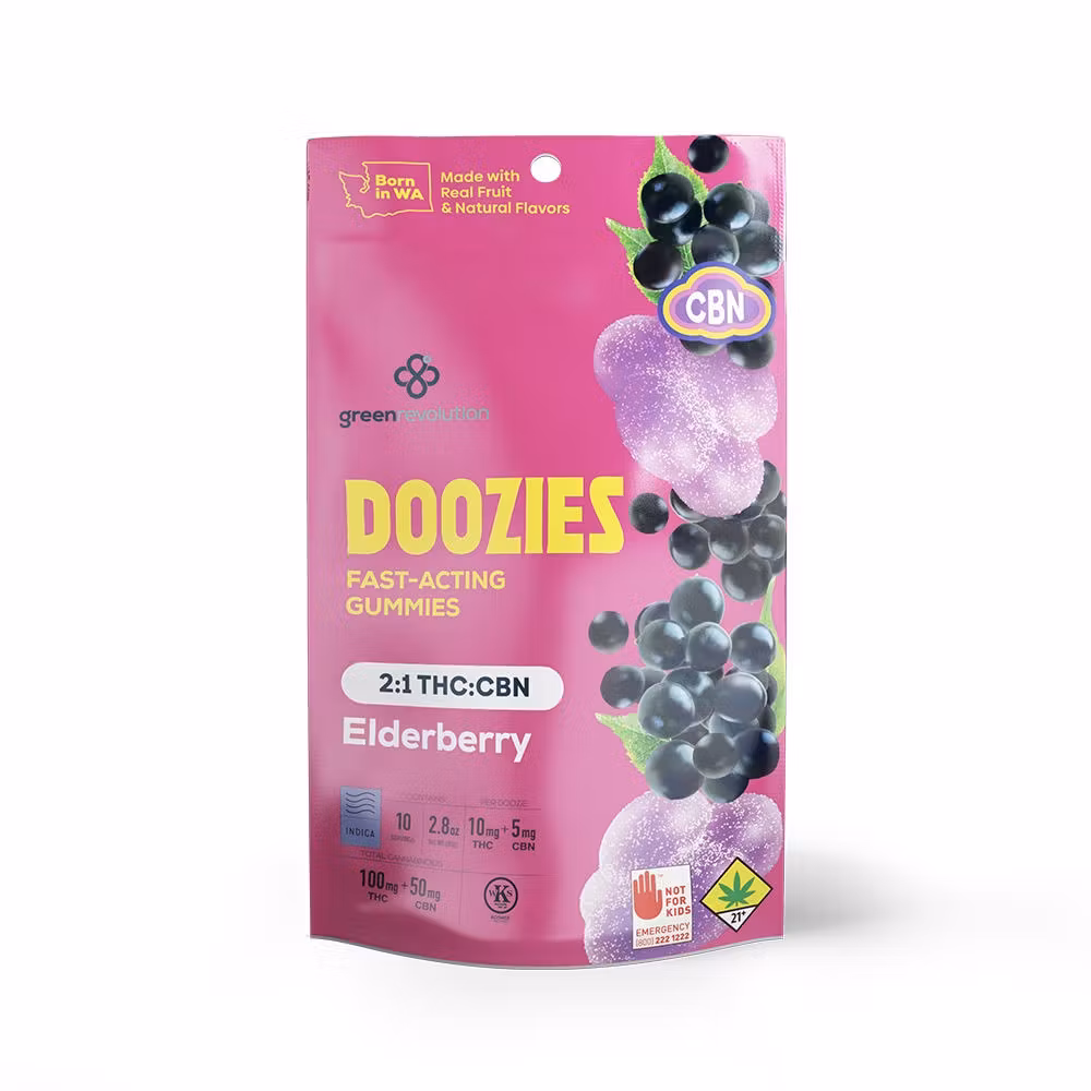 Photograph of product: Doozies | Elderberry 2:1 | 10pk | DOH | 100mg TH-oui : 50mg CBN