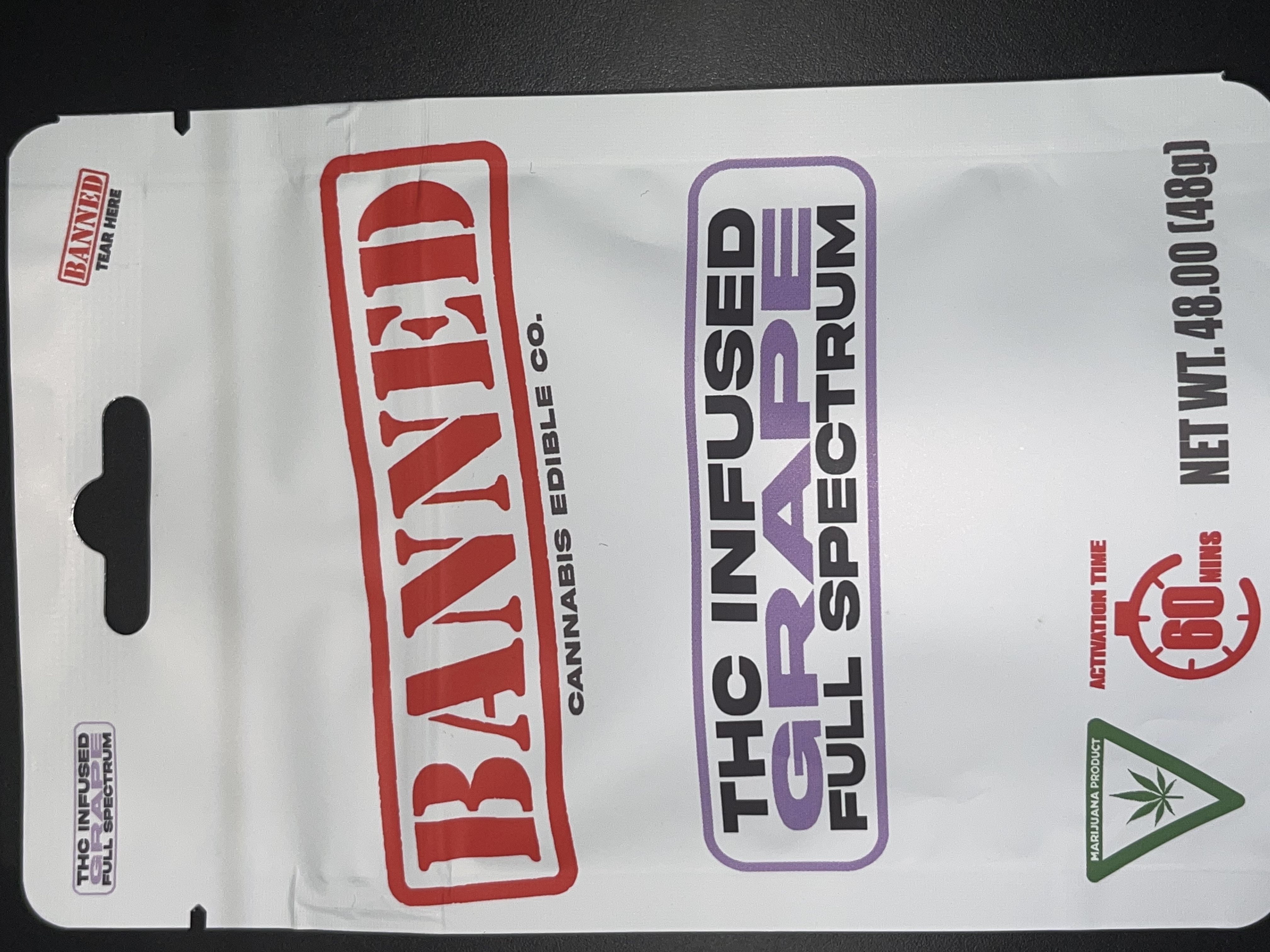 Photograph of product: Banned - Gummies - Grape - 200mg - 4pk