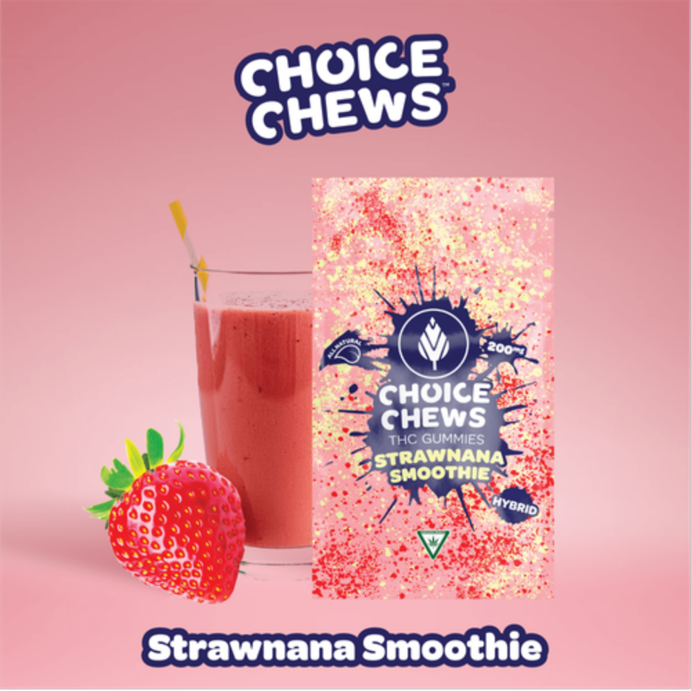 Photograph of product: Choice Chews - 200mg Gummy - Strawnana Smoothie