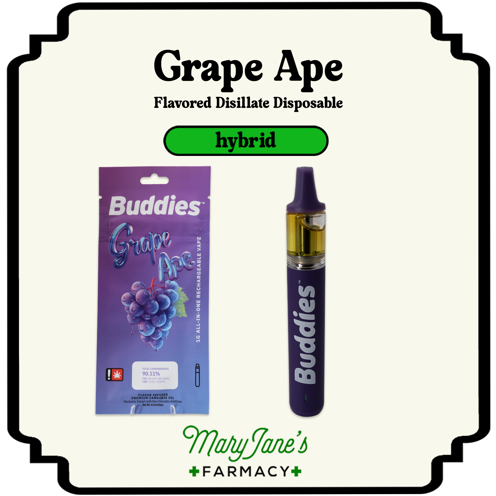 Photograph of product: Grape Ape Flavored Distillate All-In-One Rechargeable Vape | 1g