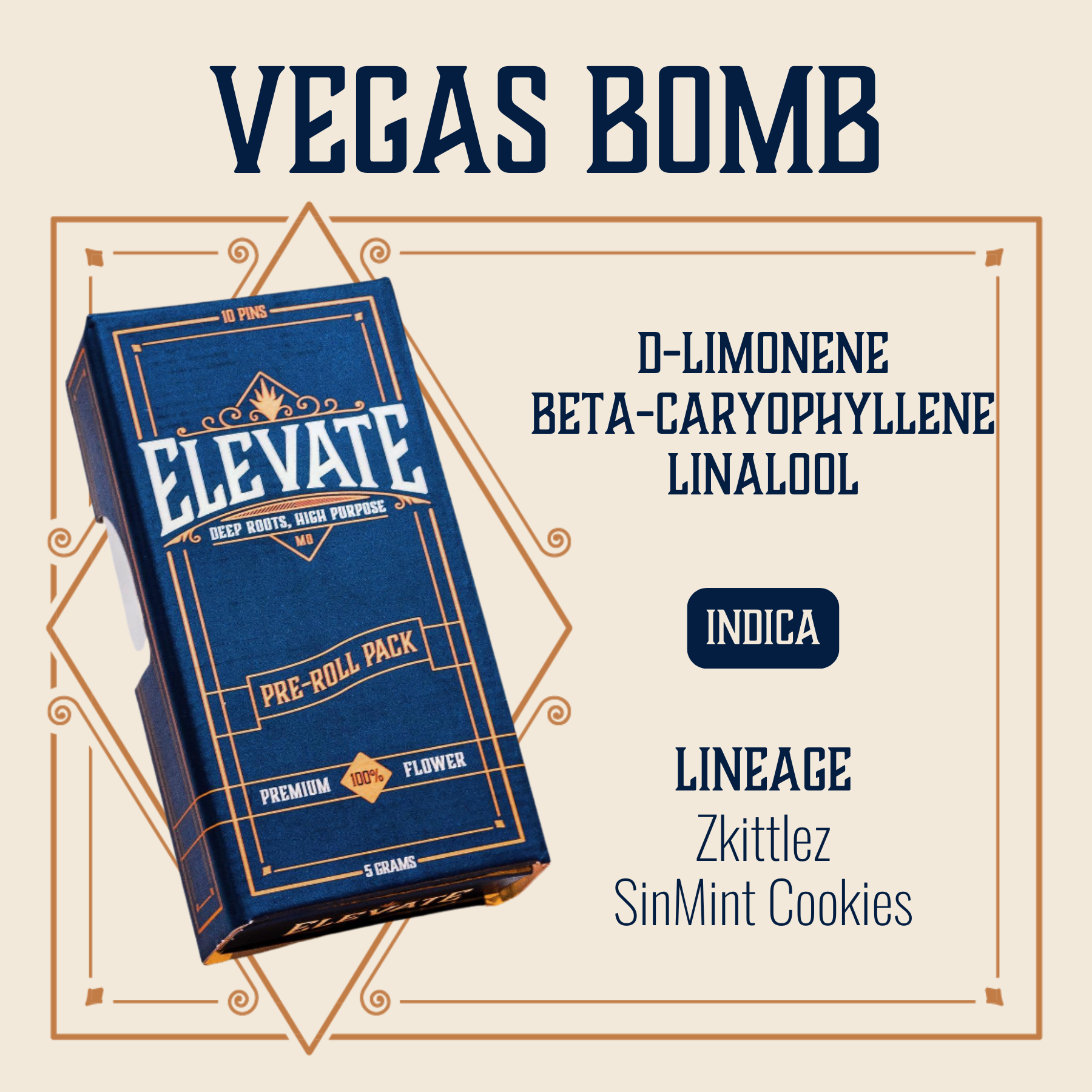 Photograph of product: Vegas Bomb Pins Pre-Roll | 10-pack