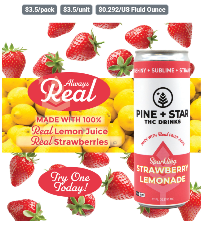 Photograph of product: Pine + Star | Stawberry Lemonade | 5mg