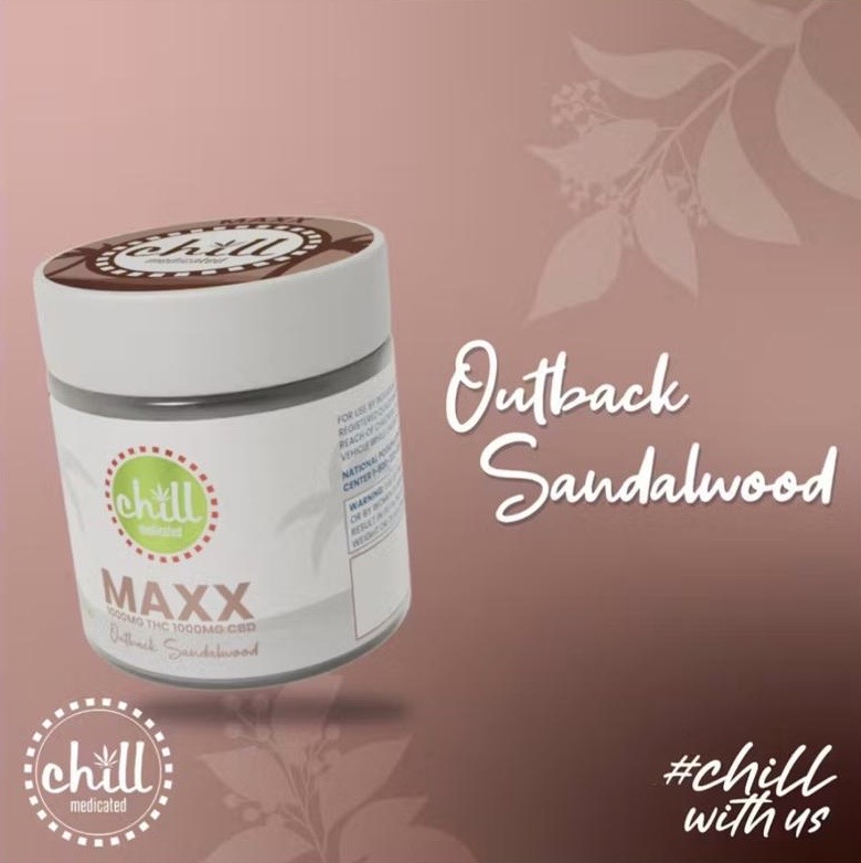 Photograph of product: Chill Medicated: Outback Sandalwood MAXX Chill Body Rub 1:1