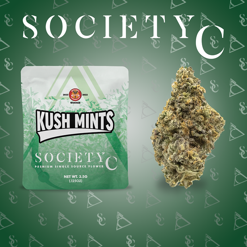Photograph of product: Kush Mints - 8th - Society C - 28.86% - 3.5g