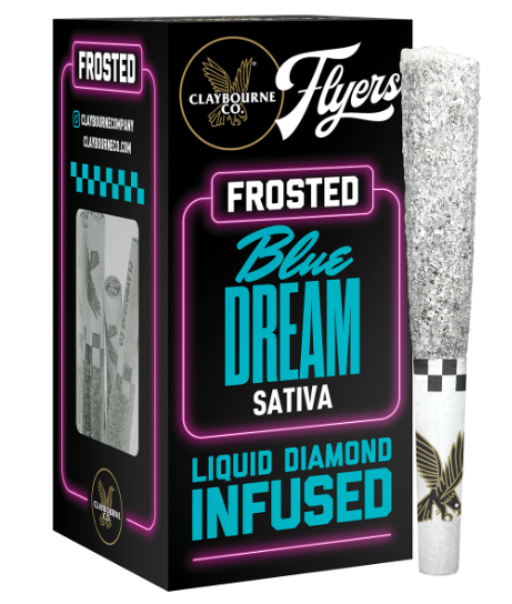 Photograph of product: Claybourne Co. | Blue Dream Frosted Flyers Pre-Rolls (5 Pack) | 2.5g