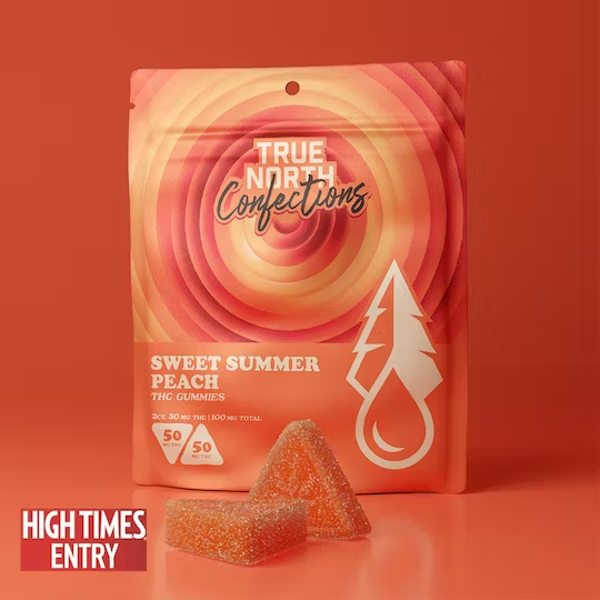Photograph of product: True North Gummy 5x20MG Sweet Summer Peach