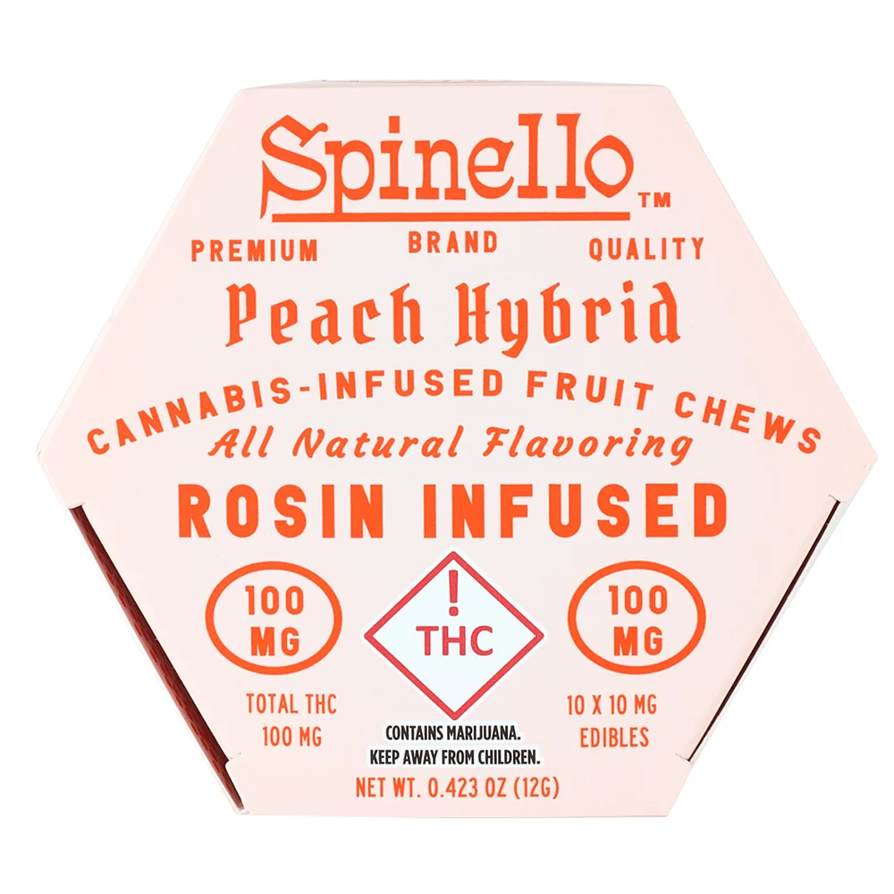 Photograph of product: Spinello Sour 1pk Peach Rosin Gummies 100mg/.1