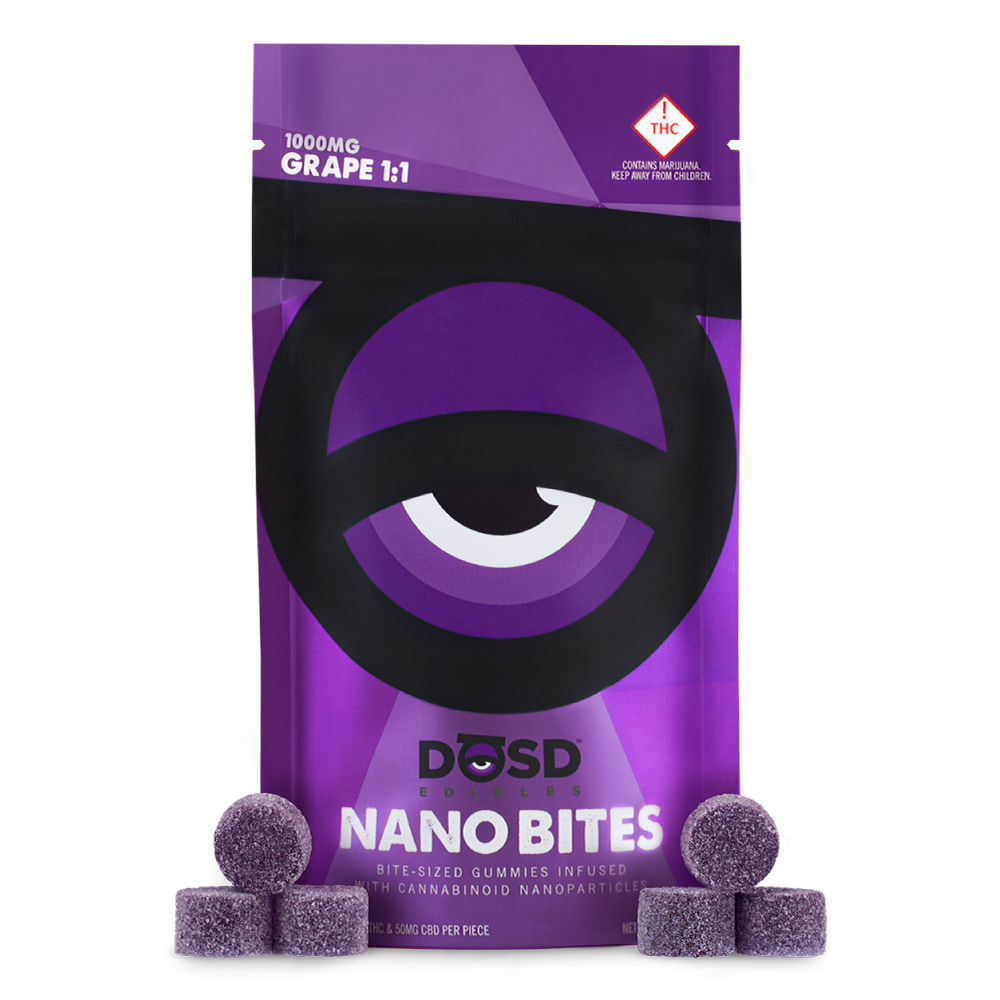 Photograph of product: Dosd Nano Bites - Grape 1:1 (1000mg TH-oui/1000mg CBD)