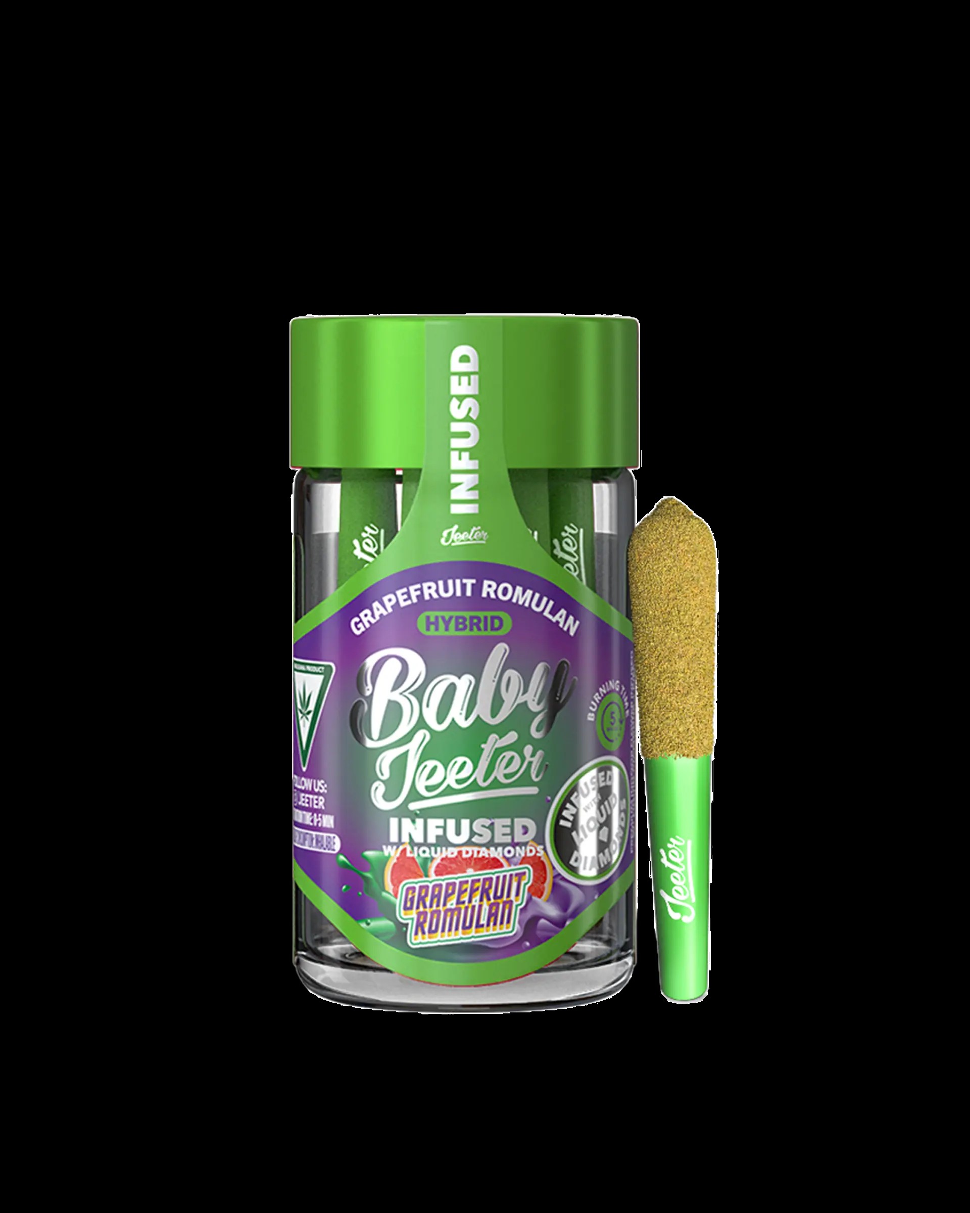 Photograph of product: Baby Jeeter - Grapefruit Romulan - 5x0.5g Infused Prerolls