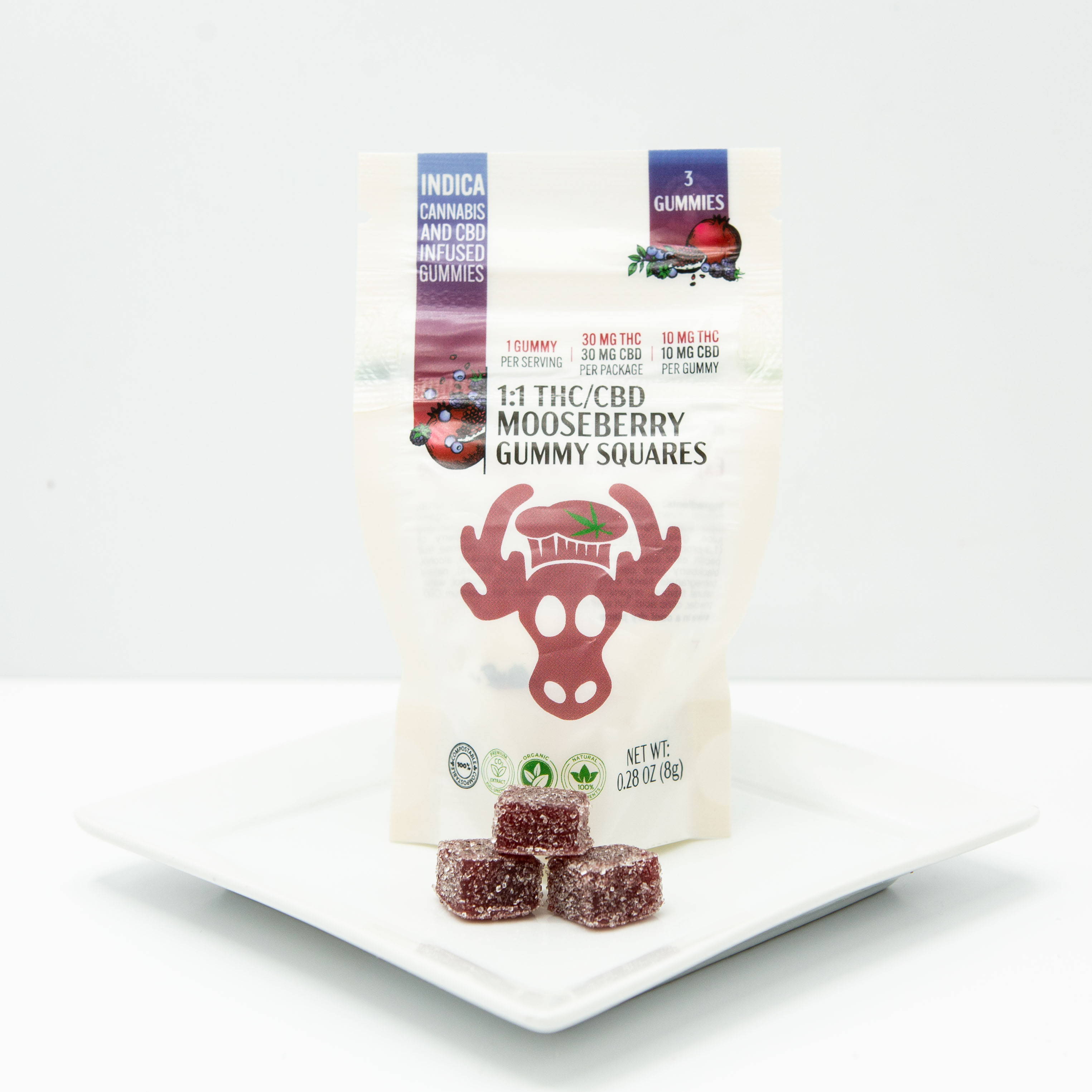 Photograph of product: Mooseberry 1:1 Gummies (Oui'd) - 100mg