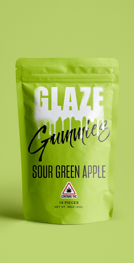 Photograph of product: GLZ | Sour Green Apple Gummies | 100mg TH-oui
