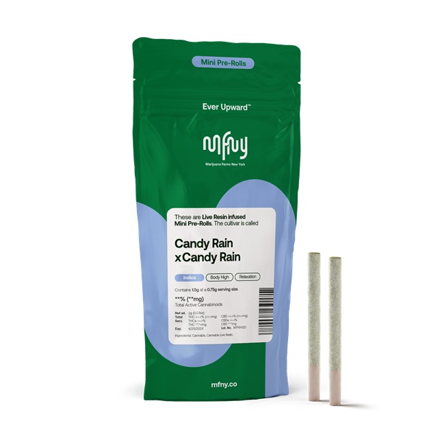 Photograph of product: MFNY | Candy Rain x Candy Rain Live Resin | Infused Pre-Roll 2 Pack | 1.5g