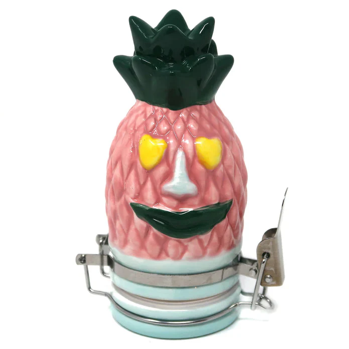 Photograph of product: Glass | Ceramic Stash Jar - Pink Pineapple 100ml | MERCH