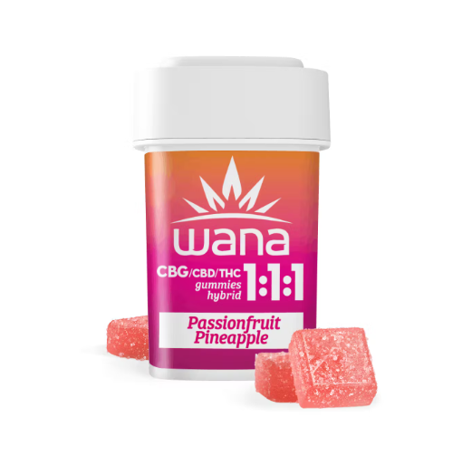 Photograph of product: 1:1:1 CBD:CBG:THC Passionfruit Pineapple | Gummies | 15mg | 20pk