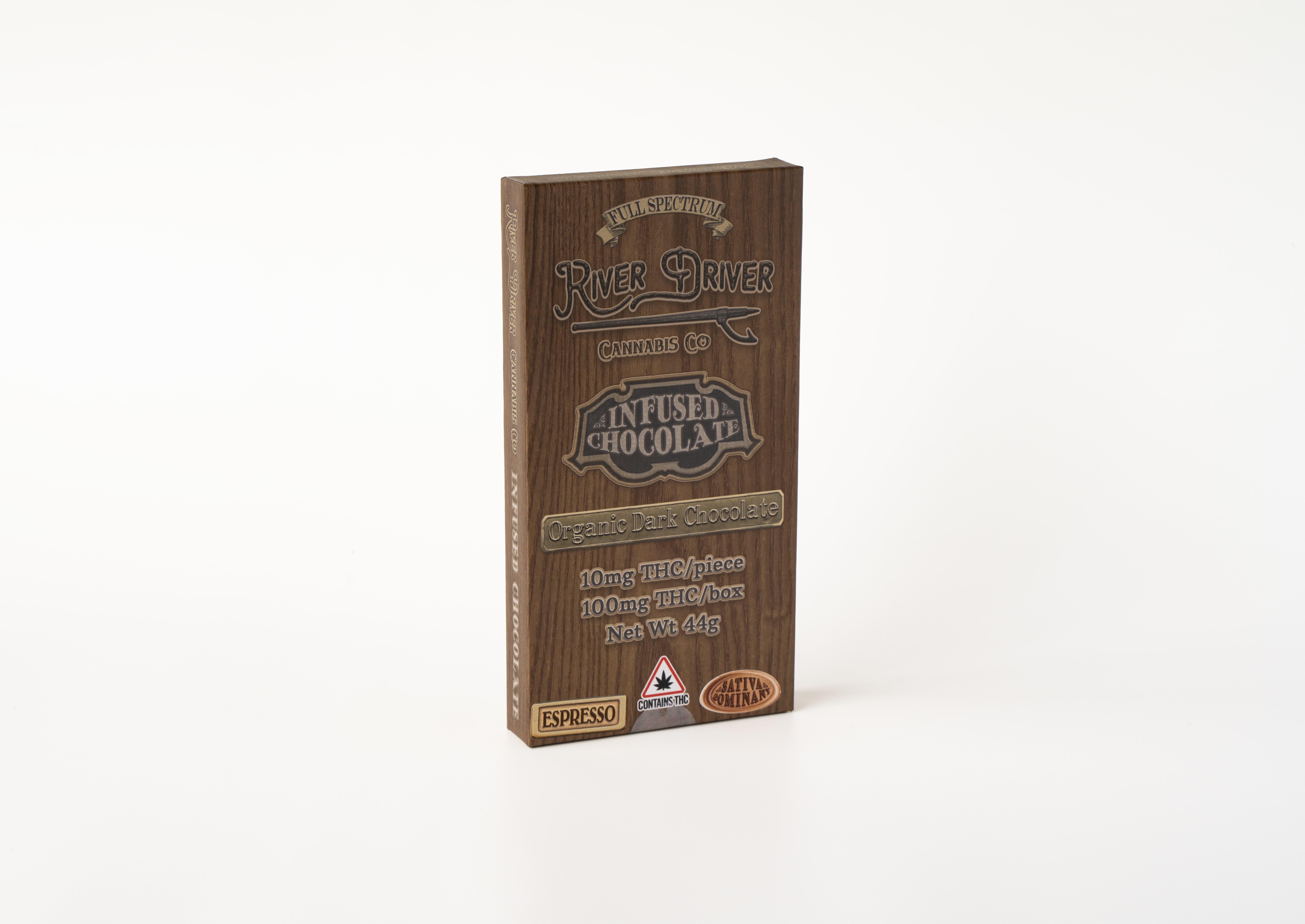 Photograph of product: Espresso Dark Chocolate Bar 100mg